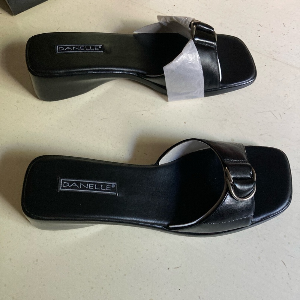 Danelle Black Mules with Decorative Buckle - Picture 3 of 5